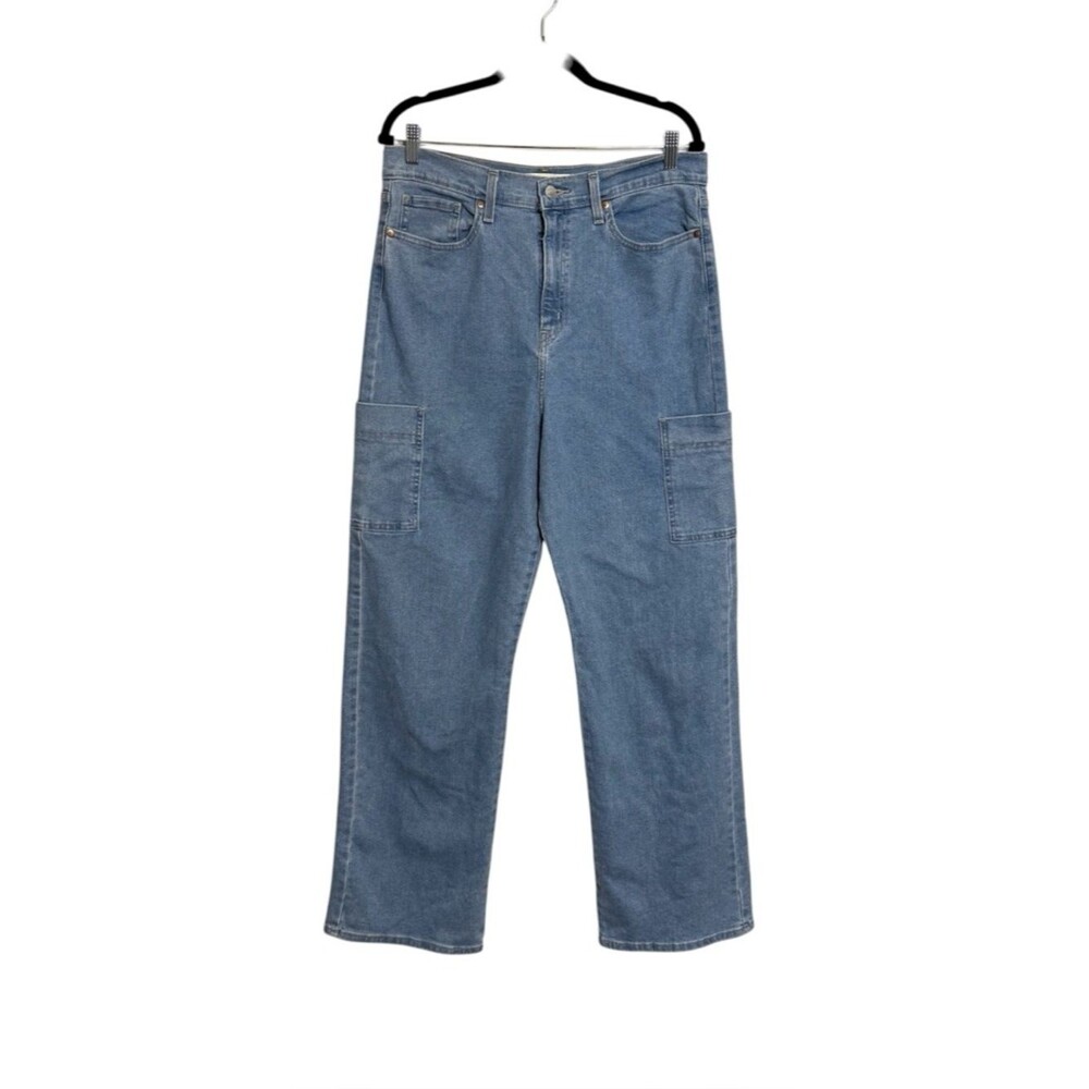 Levi Strauss Signature High Rise Loose Straight Jeans Cargo Baggy 14 W32